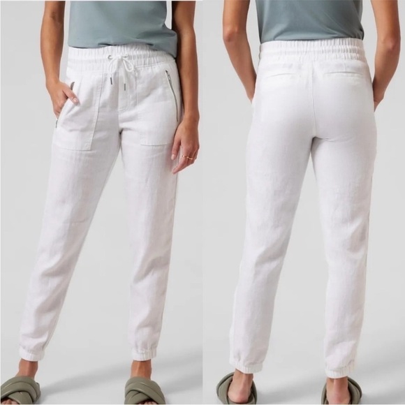Athleta Pants - NWOT ATHLETA Cabo Linen Jogger Pants Calla Lily White Casual Active Women’s 10